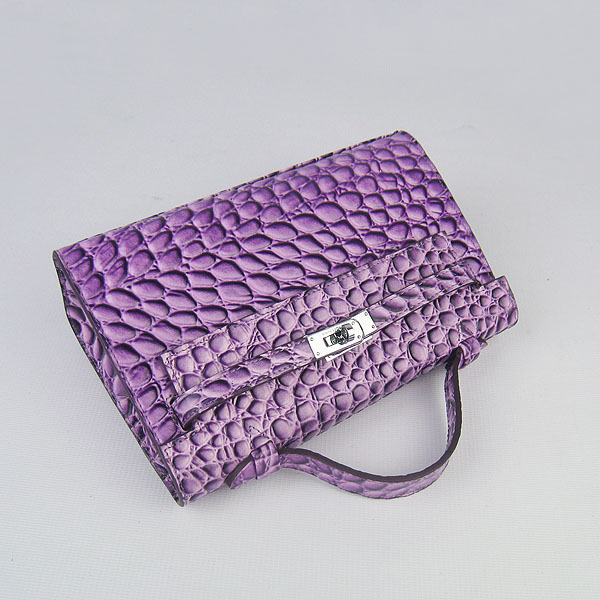 AAA Hermes Kelly 22 CM Stone Veins Leather Handbag Purple H008 On Sale - Click Image to Close
